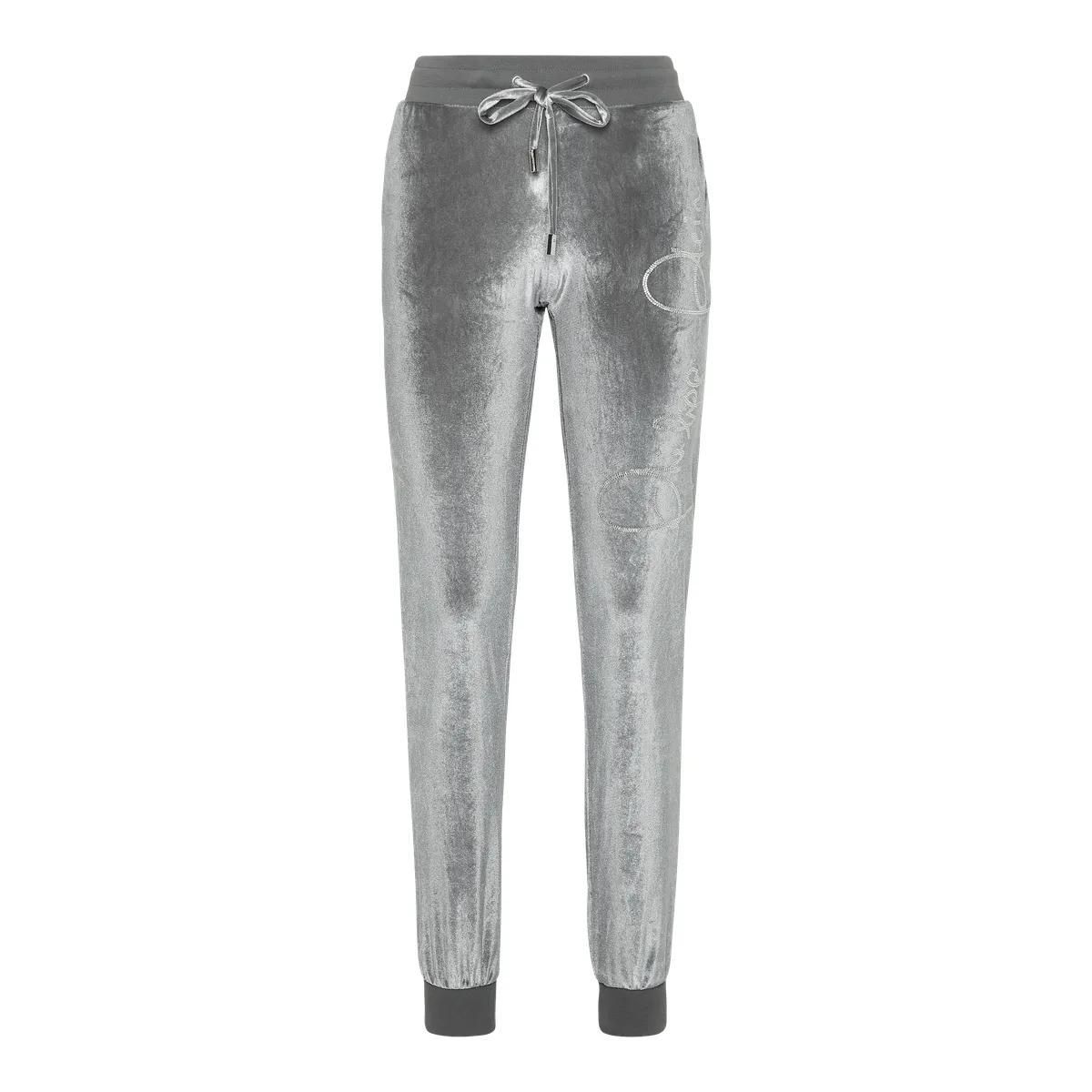 Velours-Jogginghose mit Strass-Logo