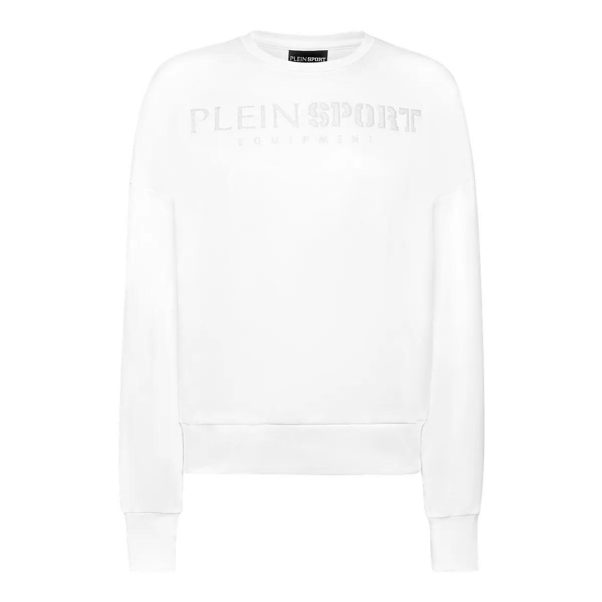 Weißes Baumwollfleece Cropped Sweatshirt