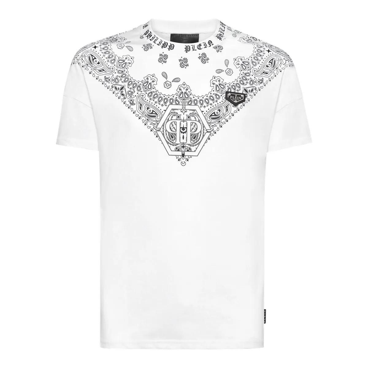 Baumwoll T-Shirt mit Paisley-Bandana-Print