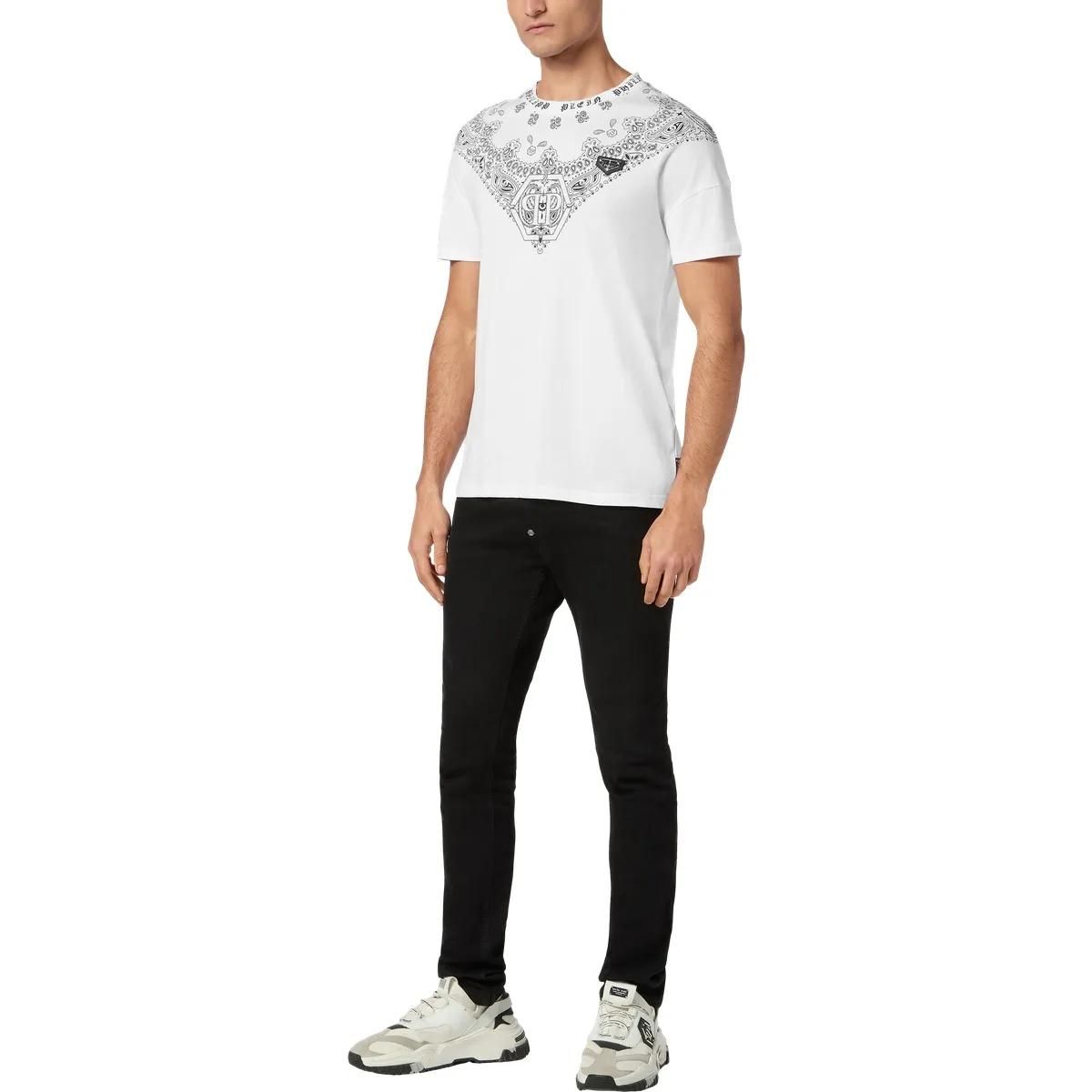 Baumwoll T-Shirt mit Paisley-Bandana-Print