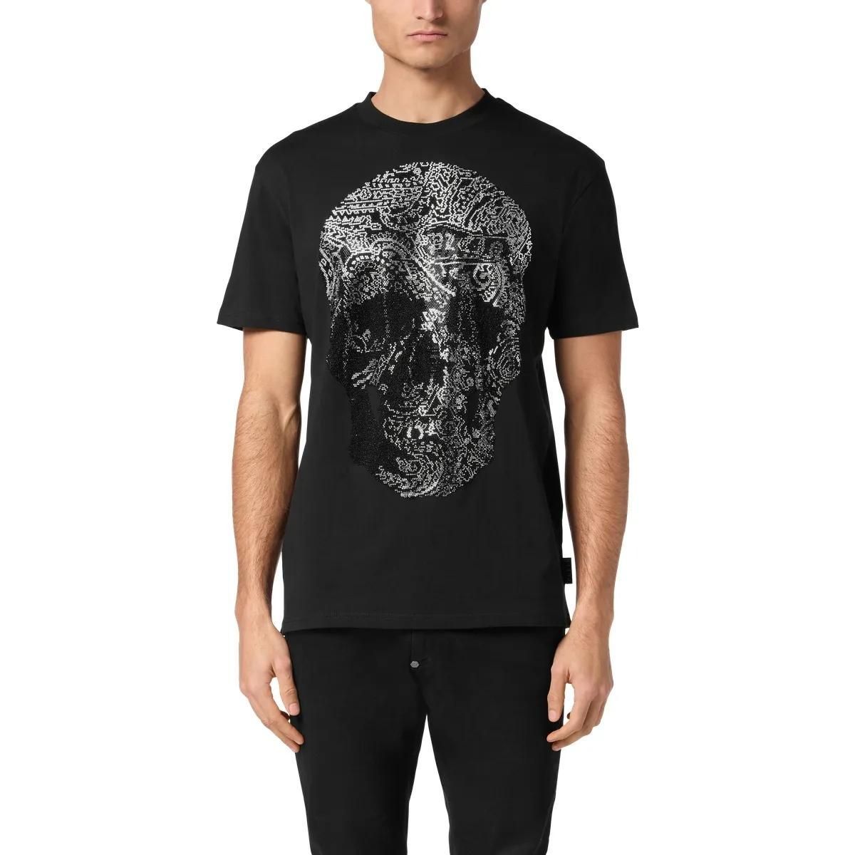 Ausgefallenes Paisley-Totenkopf-Grafik-T-Shirt