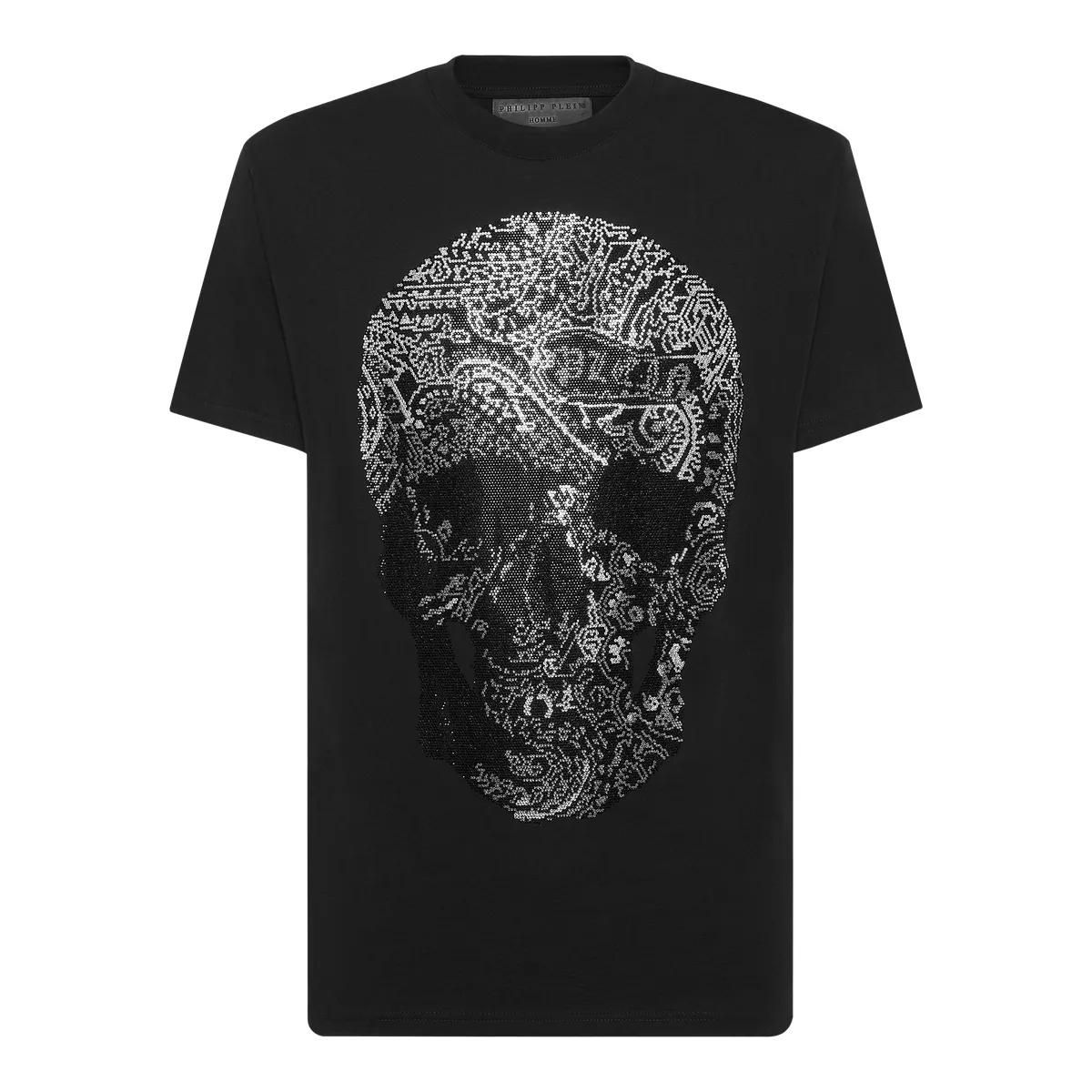 Ausgefallenes Paisley-Totenkopf-Grafik-T-Shirt