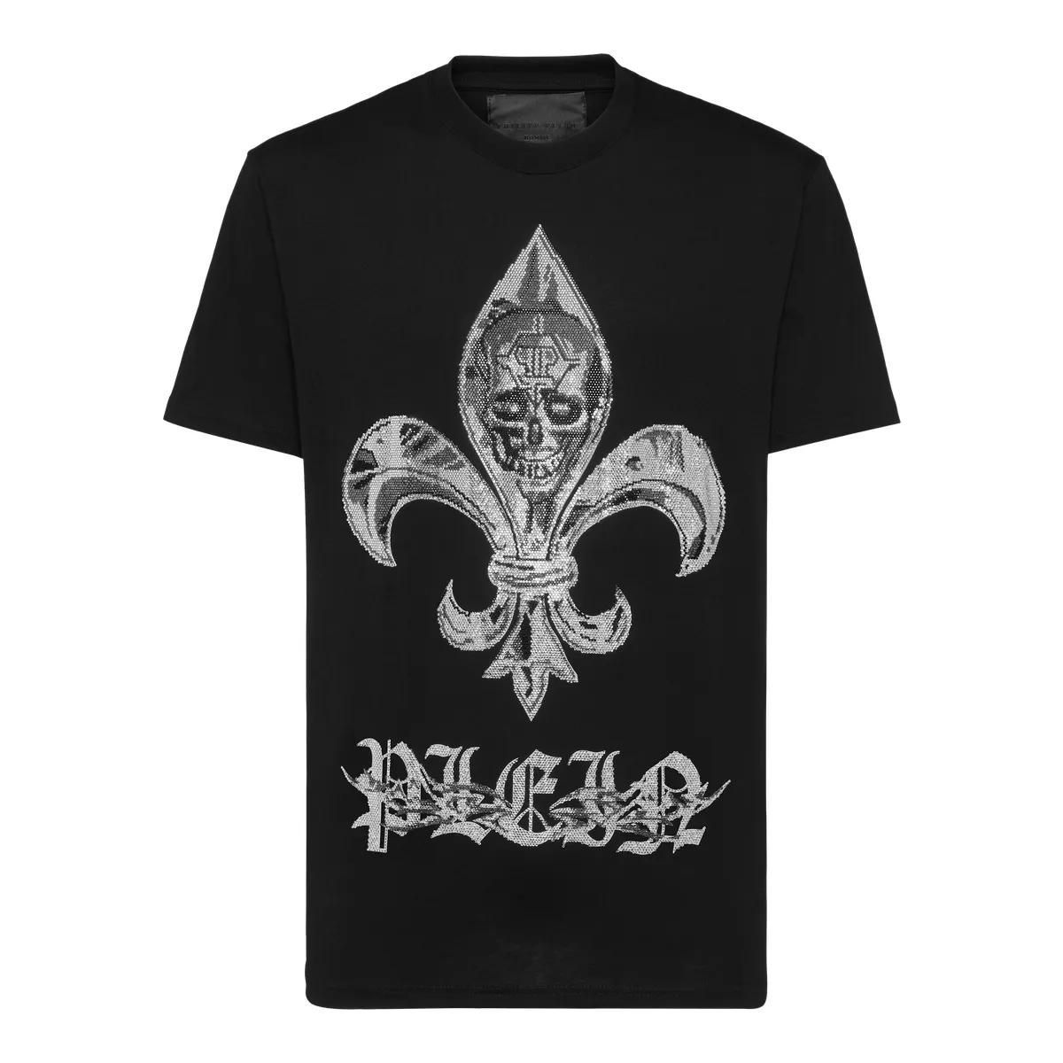 Grafik T-Shirt mit Fleur-de-Lis Schädel