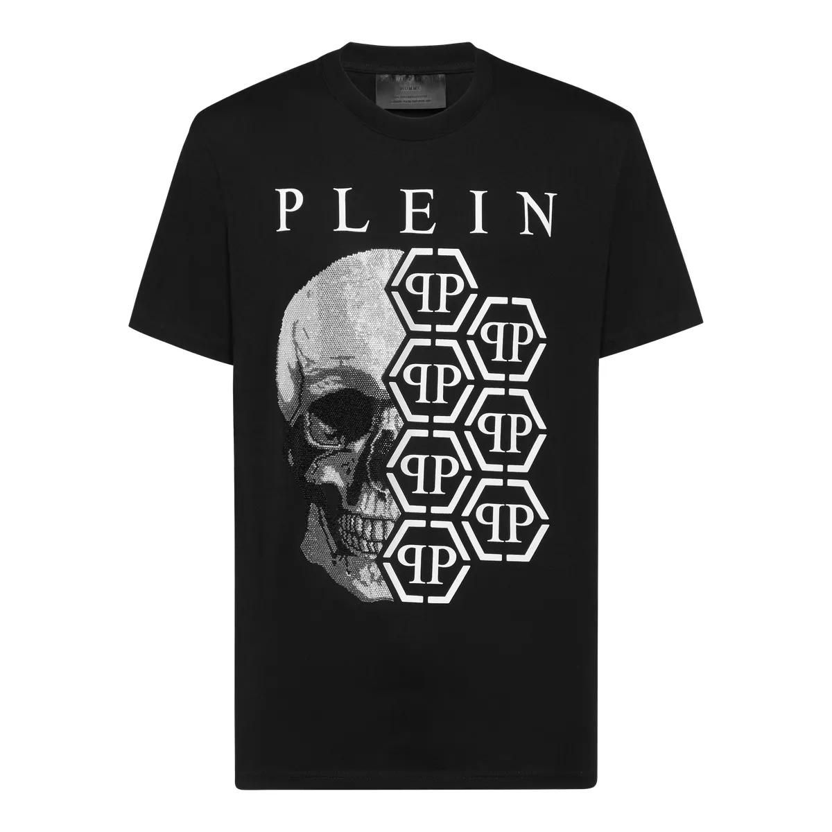 T-Shirt mit Totenkopf- und Hexagon-Grafik