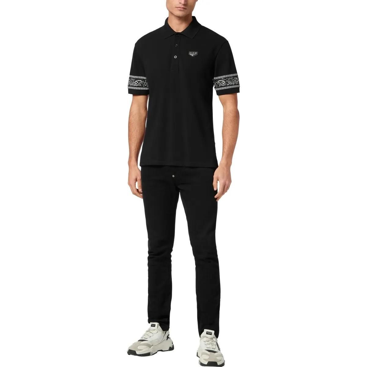 Baumwoll-Poloshirt mit Bandana-Ärmeln