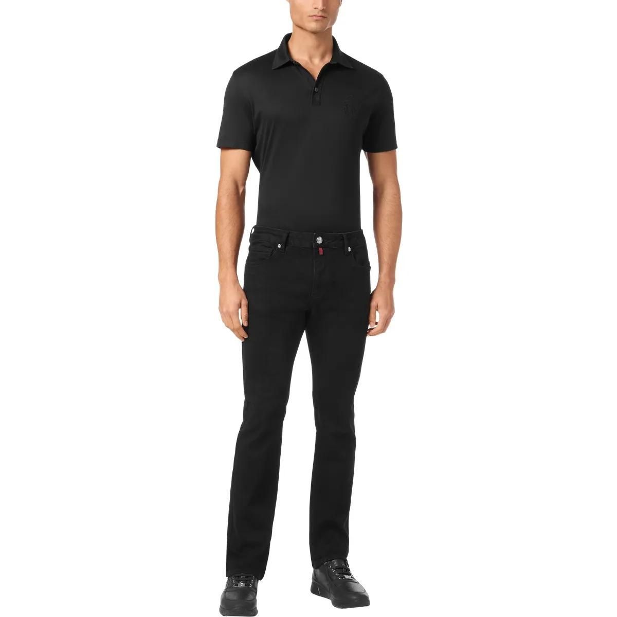 Schwarze Denim-Jeans mit gerader Passform