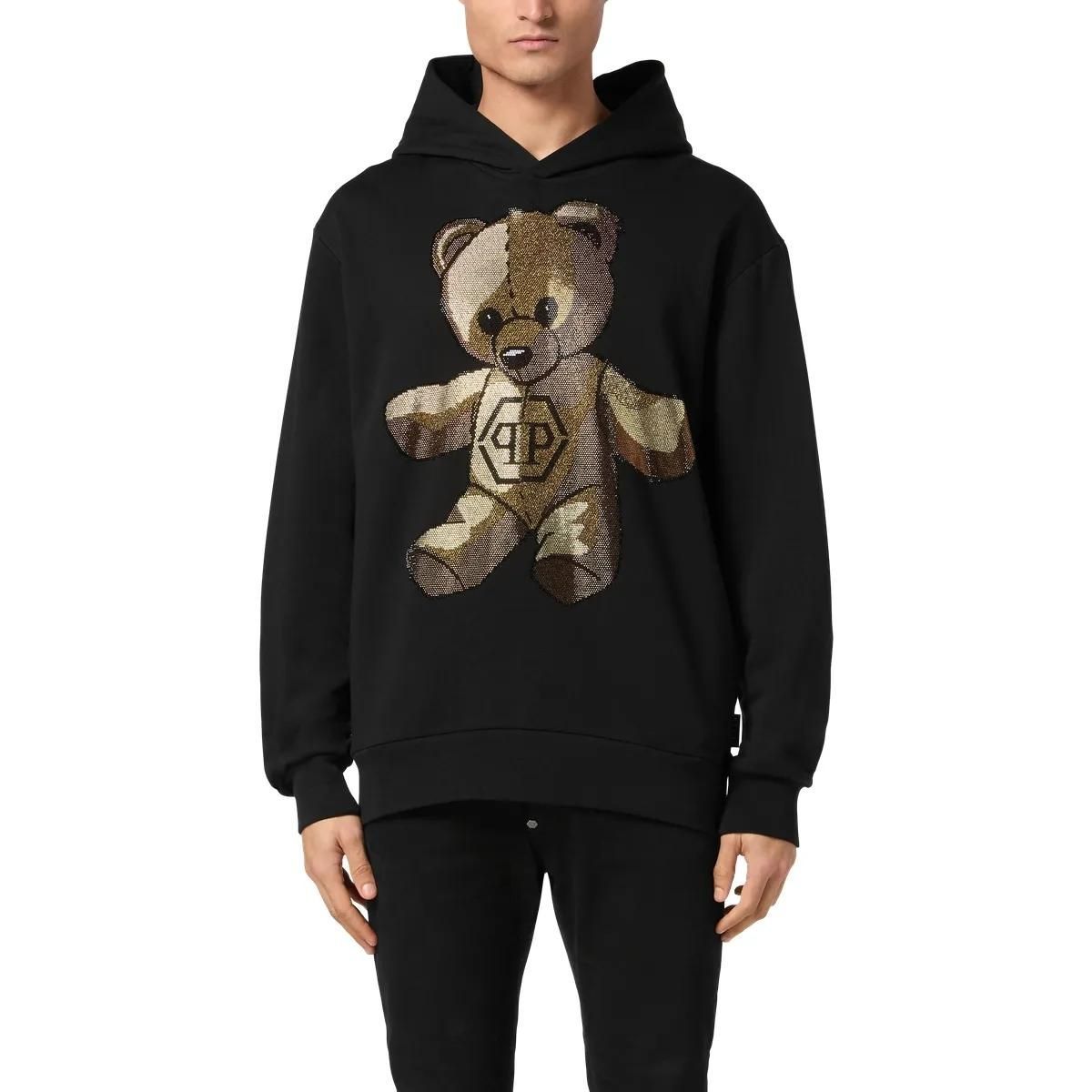 Teddy Strass Baumwollfleece-Kapuzenpullover