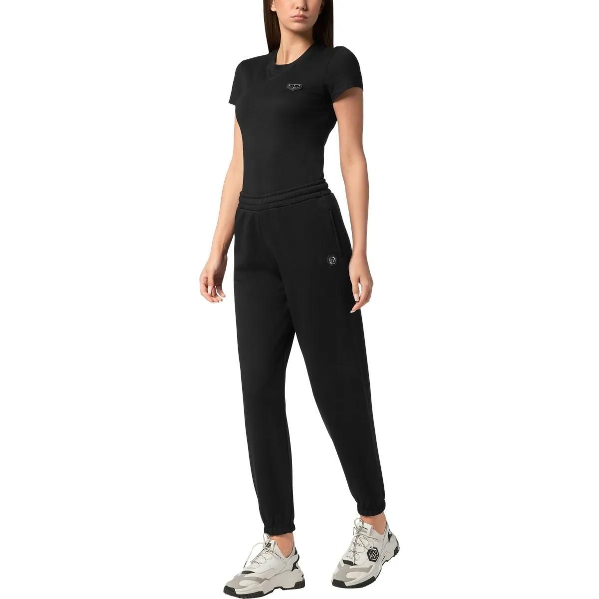 Schwarze Loungehose aus Baumwolljersey