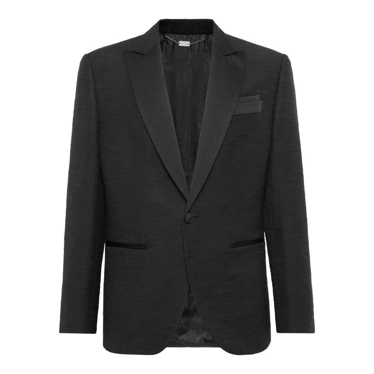 Schwarzer Ein-Knopf-Blazer mit steigendem Revers