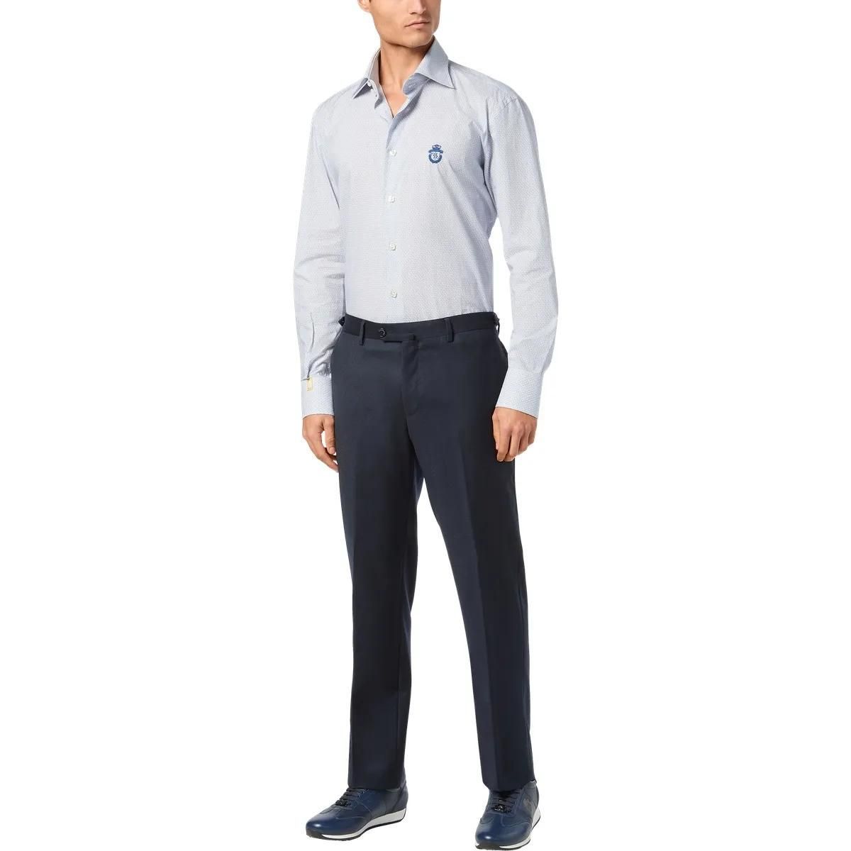 Slim Fit Popeline Hemd mit Mikro-Muster