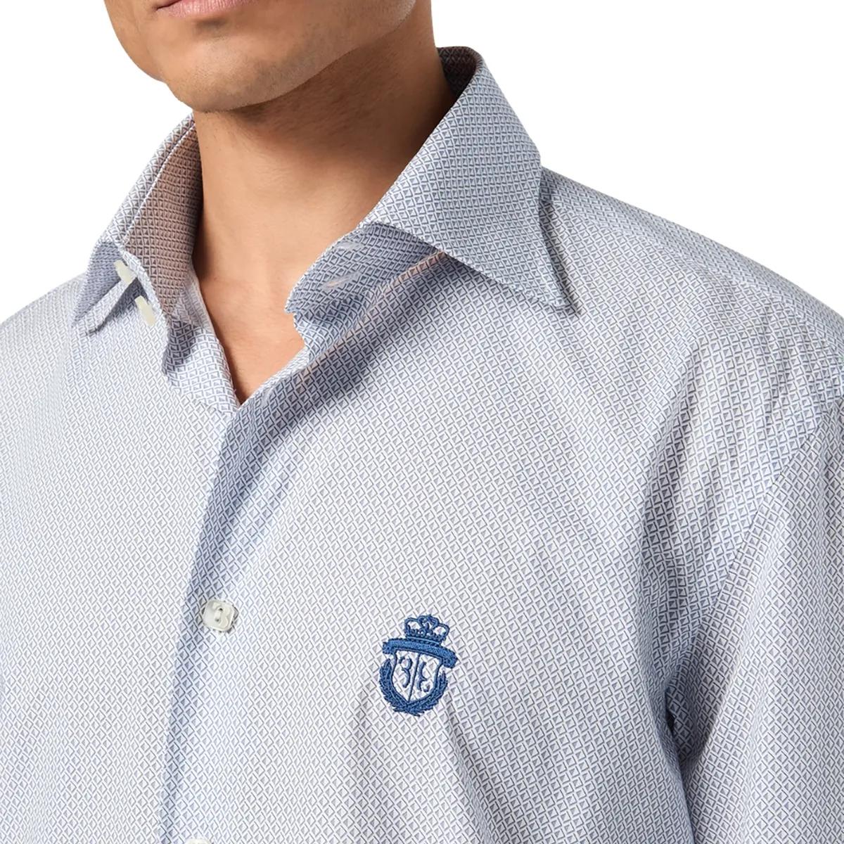 Slim Fit Popeline Hemd mit Mikro-Muster