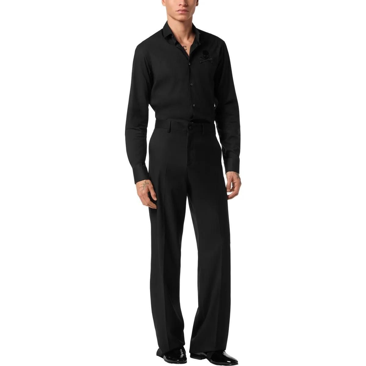 Herren Wollmischung Hose mit weitem Bein