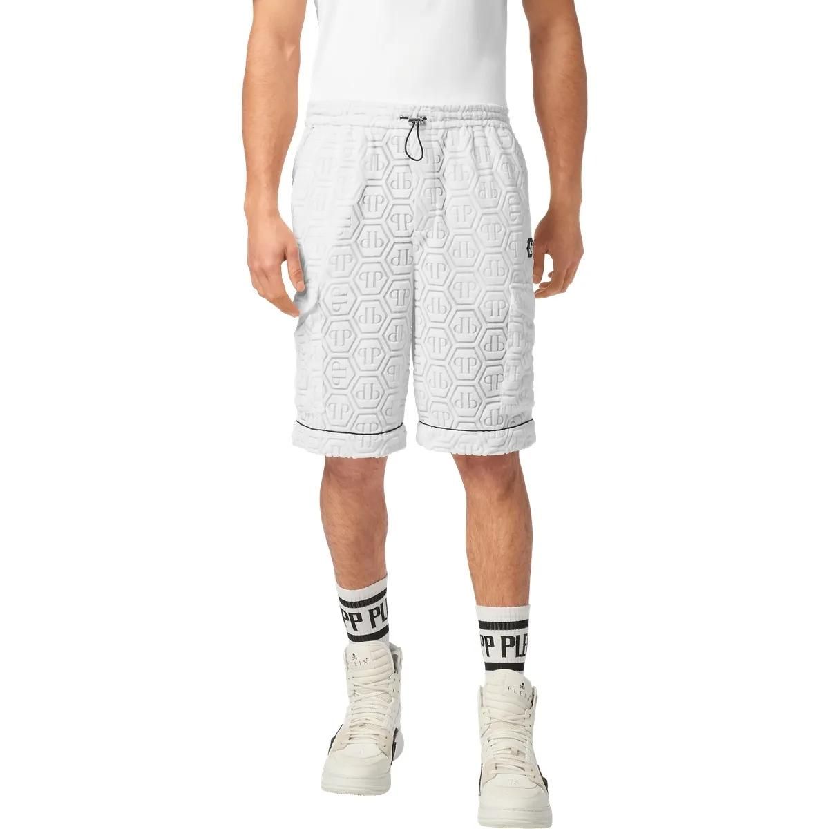 Cargo-Shorts aus gemusterter Frottee-Baumwolle
