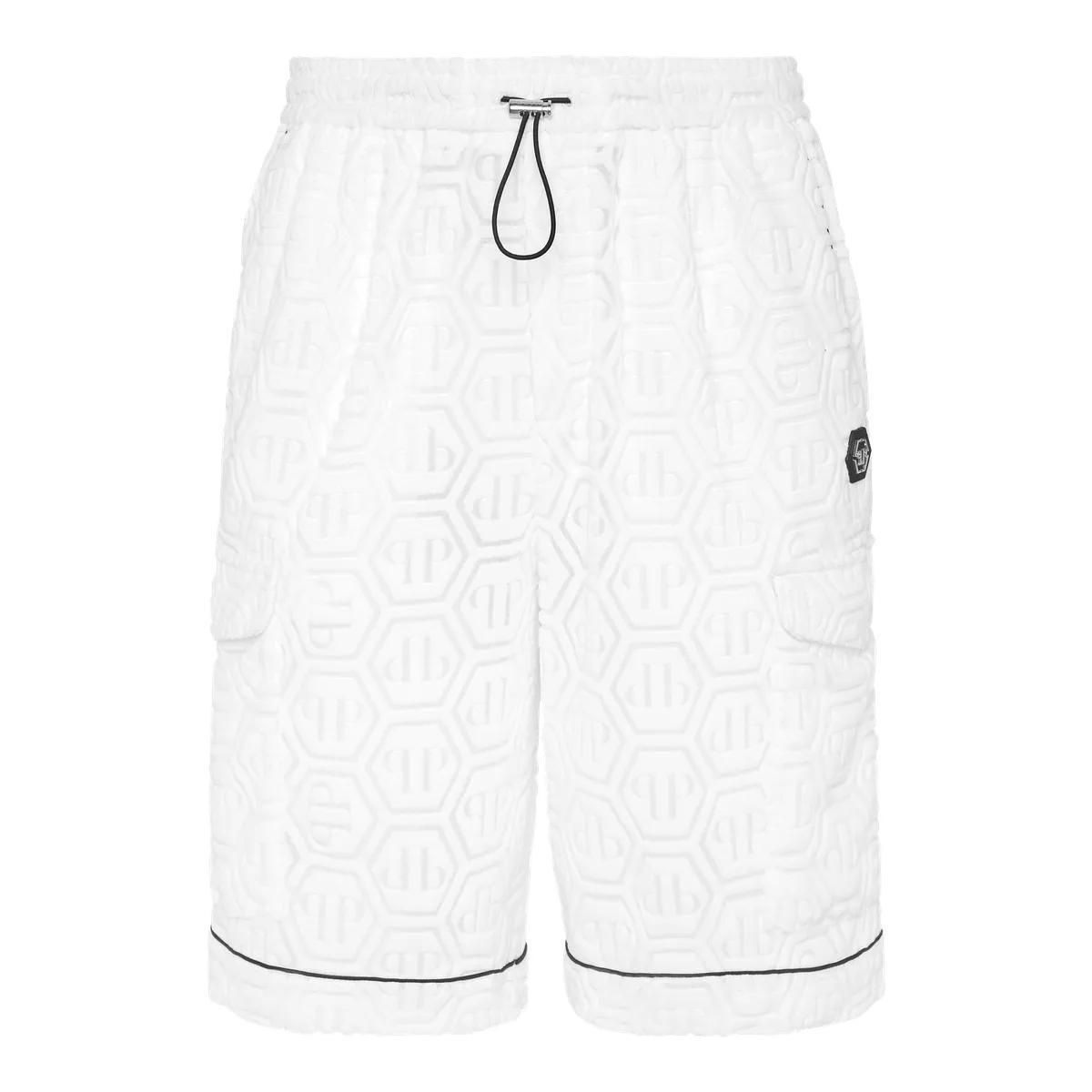 Cargo-Shorts aus gemusterter Frottee-Baumwolle