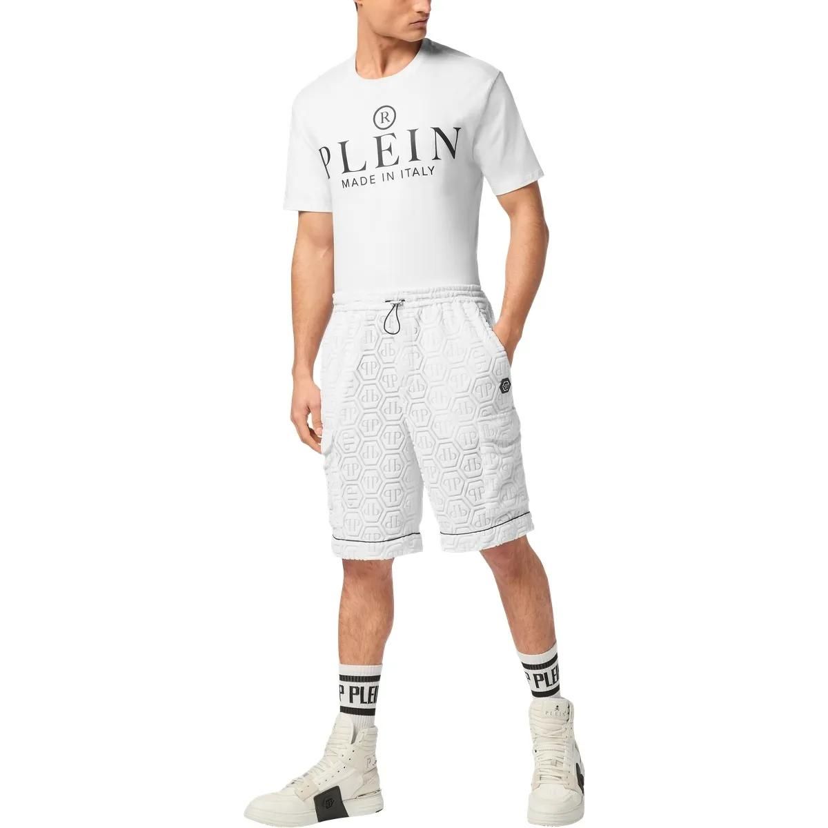 Cargo-Shorts aus gemusterter Frottee-Baumwolle