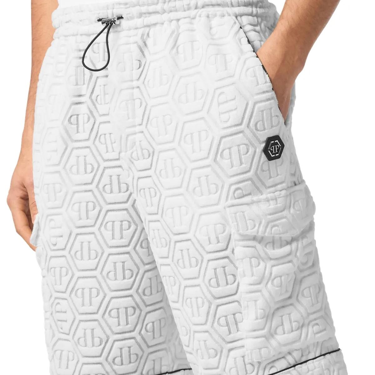 Cargo-Shorts aus gemusterter Frottee-Baumwolle