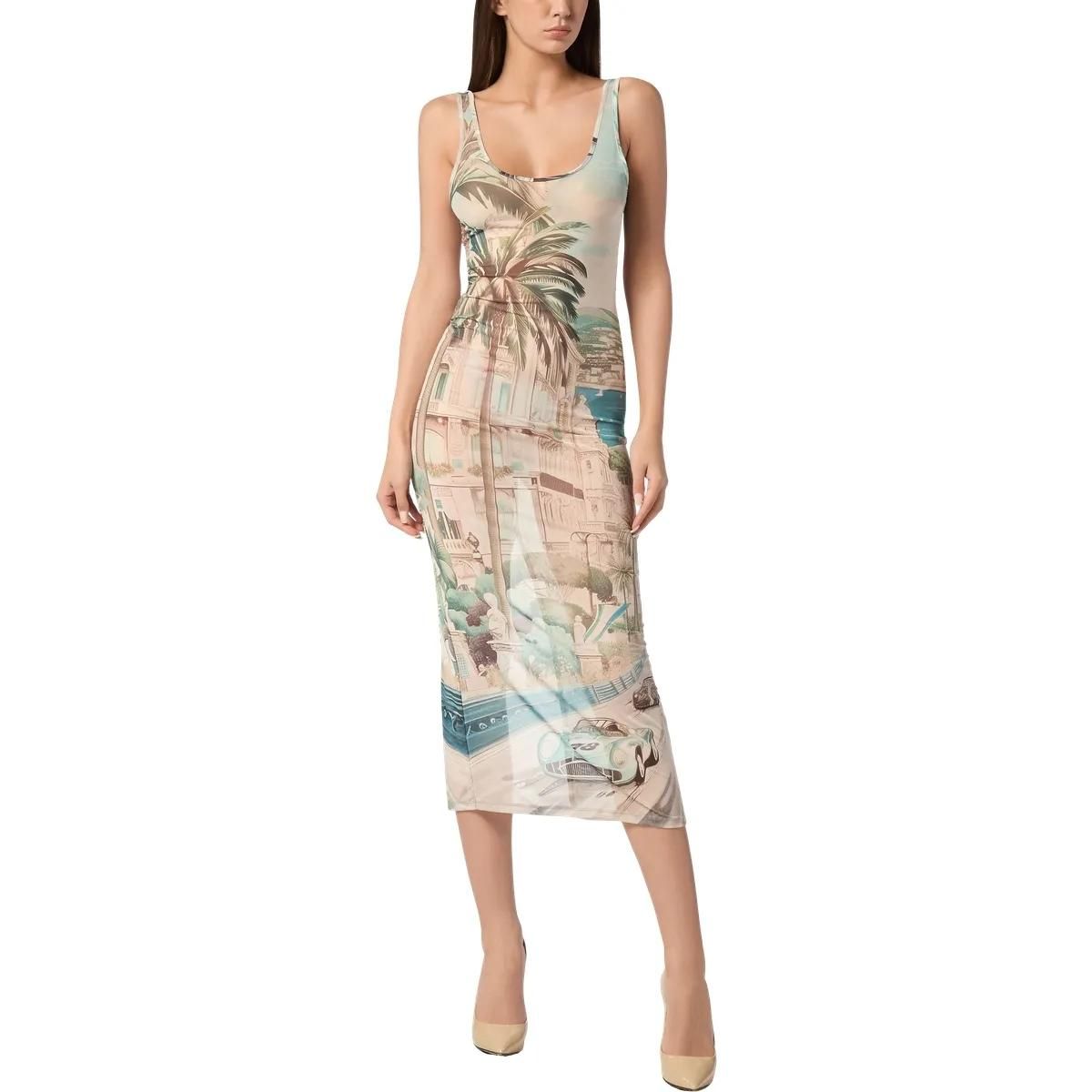 Racing Cars Print Bodycon Kleid