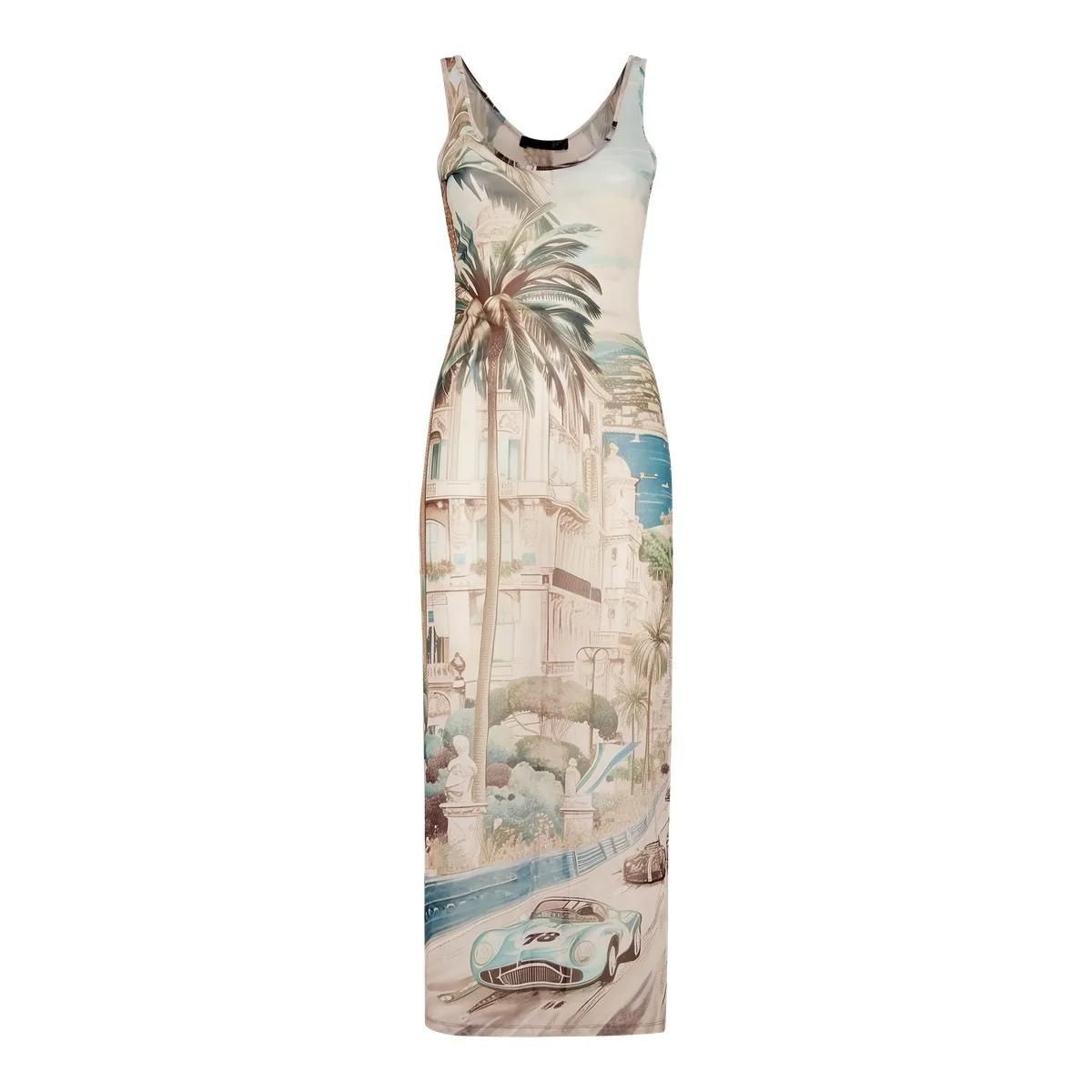 Racing Cars Print Bodycon Kleid