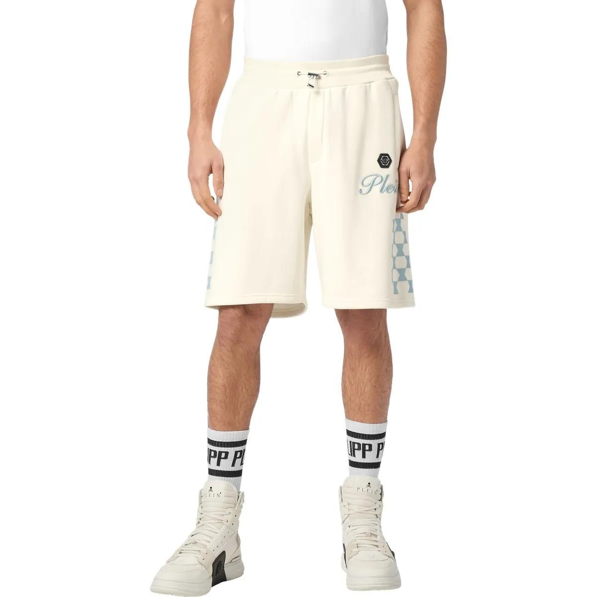 Baumwollfleece-Sweatshorts mit Grafikprint