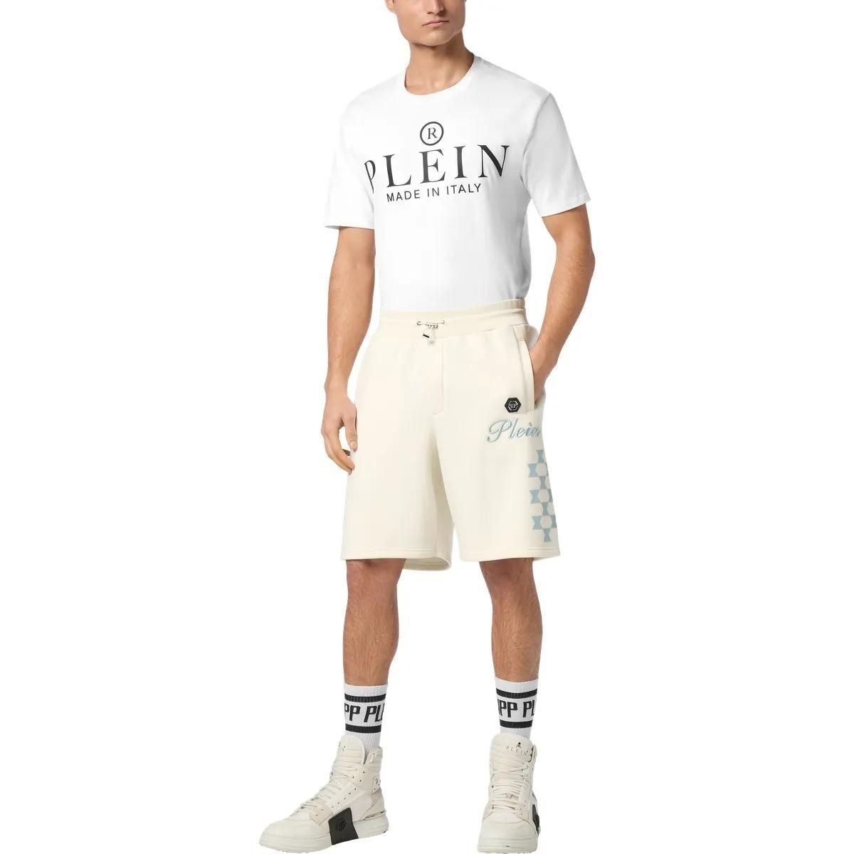 Baumwollfleece-Sweatshorts mit Grafikprint