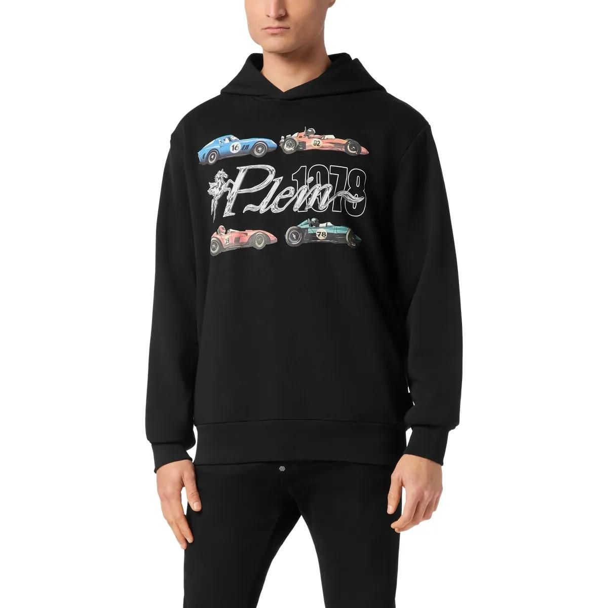 Fleece-Baumwoll-Hoodie mit Grafikprint