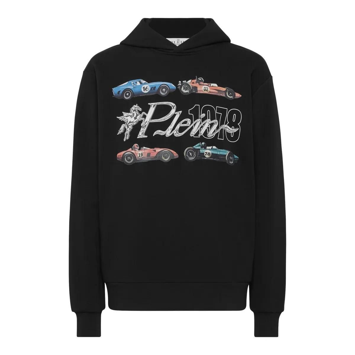 Fleece-Baumwoll-Hoodie mit Grafikprint