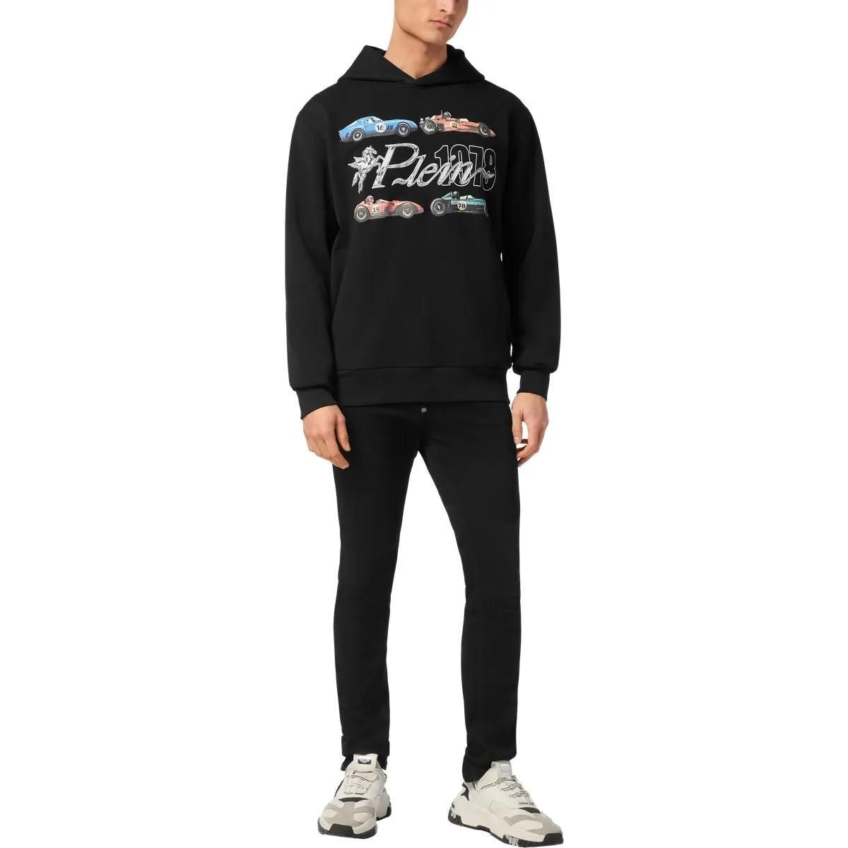 Fleece-Baumwoll-Hoodie mit Grafikprint