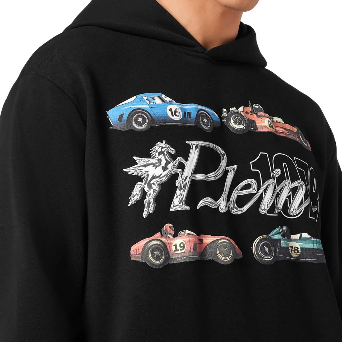 Fleece-Baumwoll-Hoodie mit Grafikprint