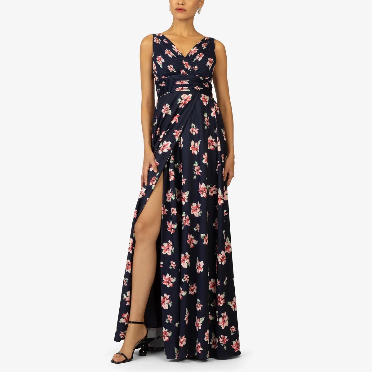 Maxikleid mit Blumendruck und Schlitz