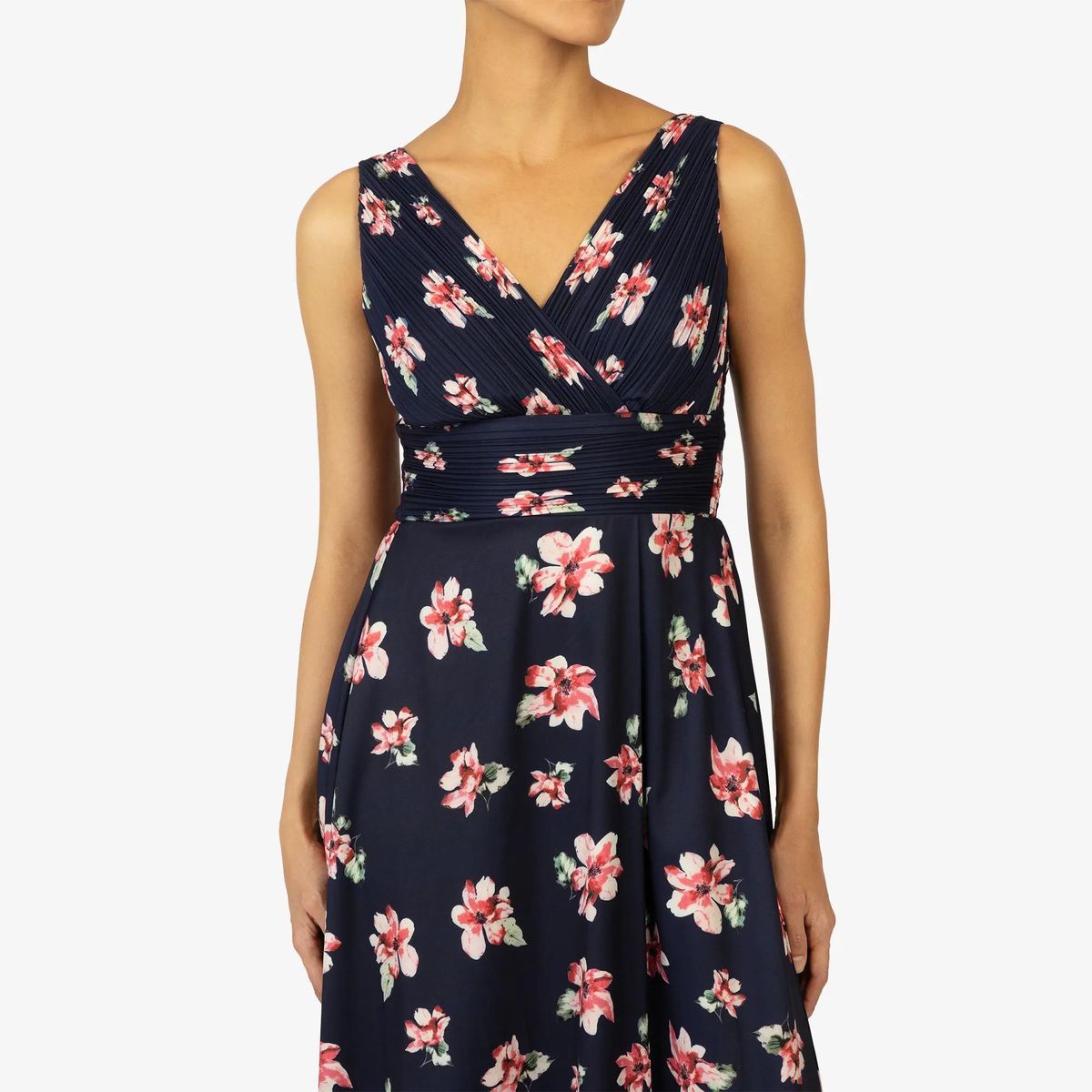 Maxikleid mit Blumendruck und Schlitz