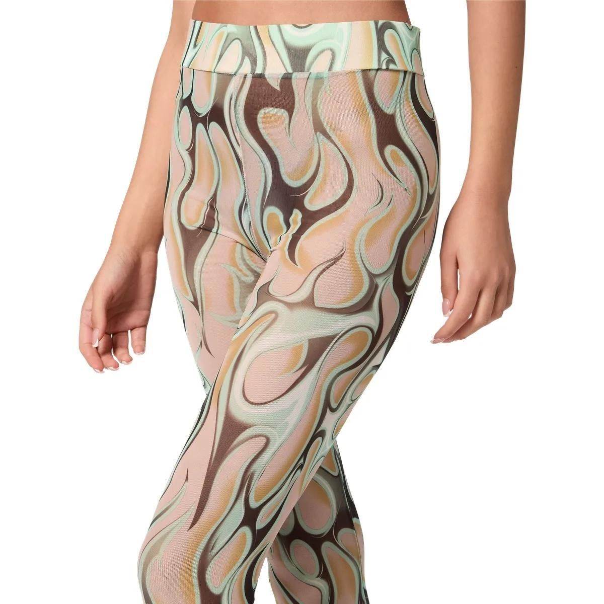 Leggings aus Stretch-Tüll mit Flammenprint