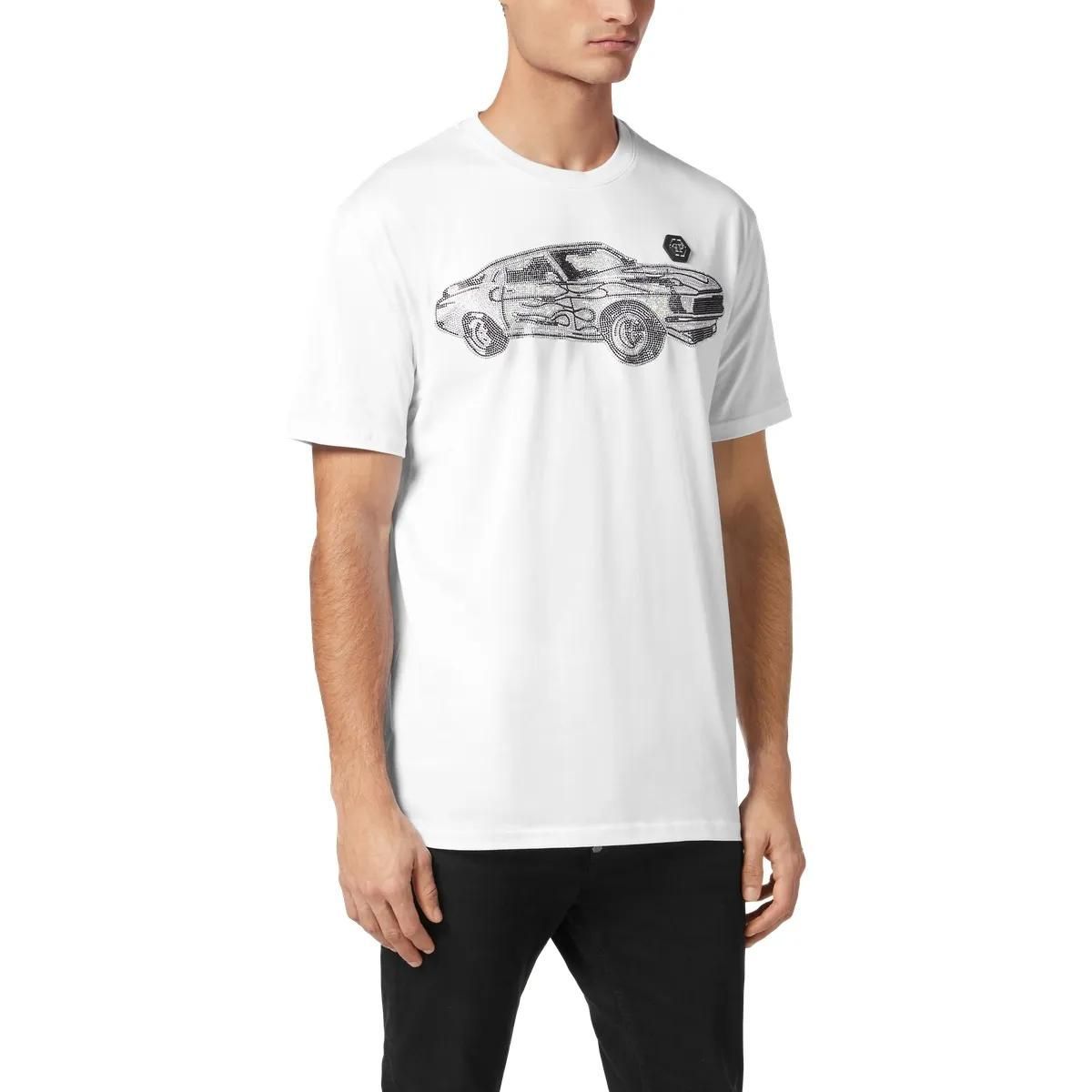 Rennwagen Grafik T-Shirt mit Strass