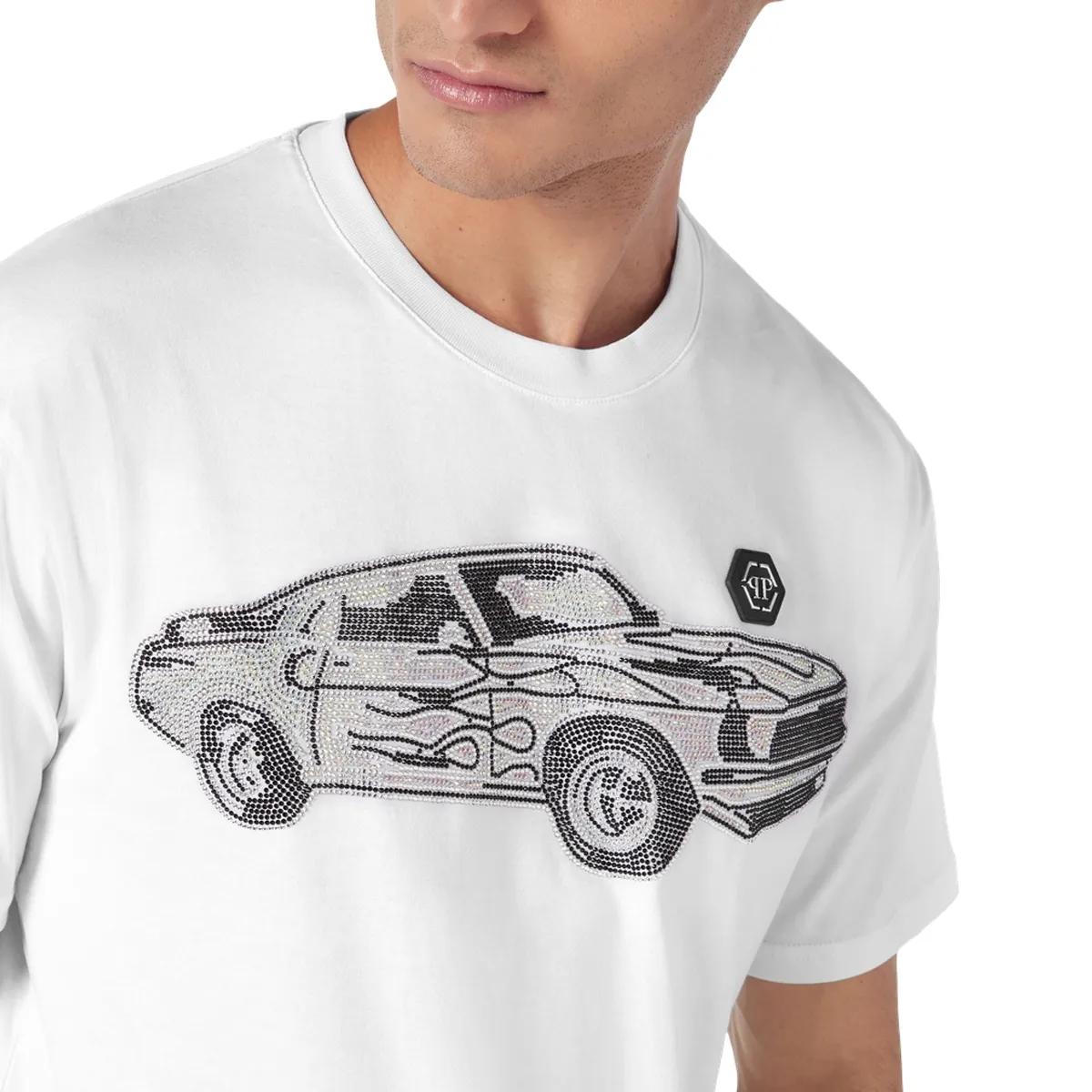 Rennwagen Grafik T-Shirt mit Strass