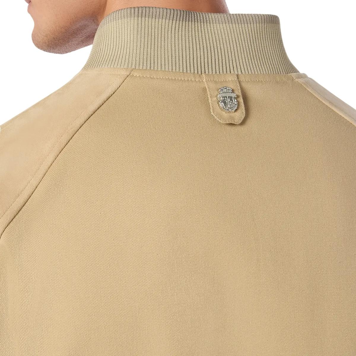 Beige Bomberjacke mit Wildlederdetails