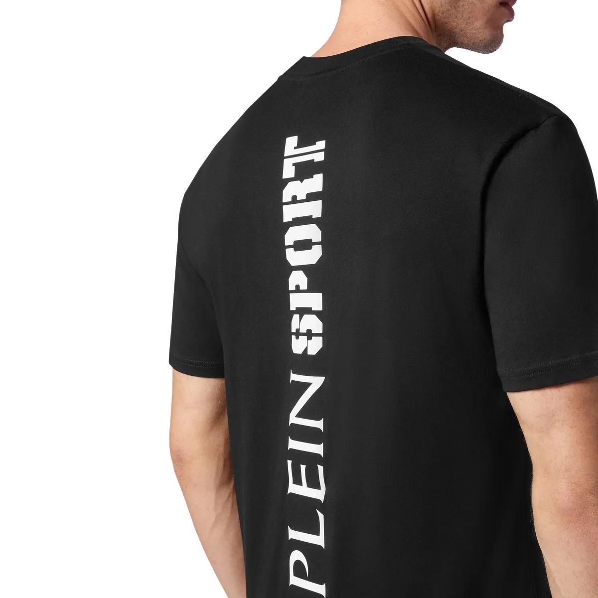 Schwarzes Sport T-Shirt aus Baumwolljersey