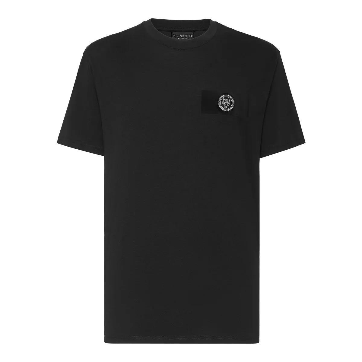 Schwarzes Sport T-Shirt aus Baumwolljersey