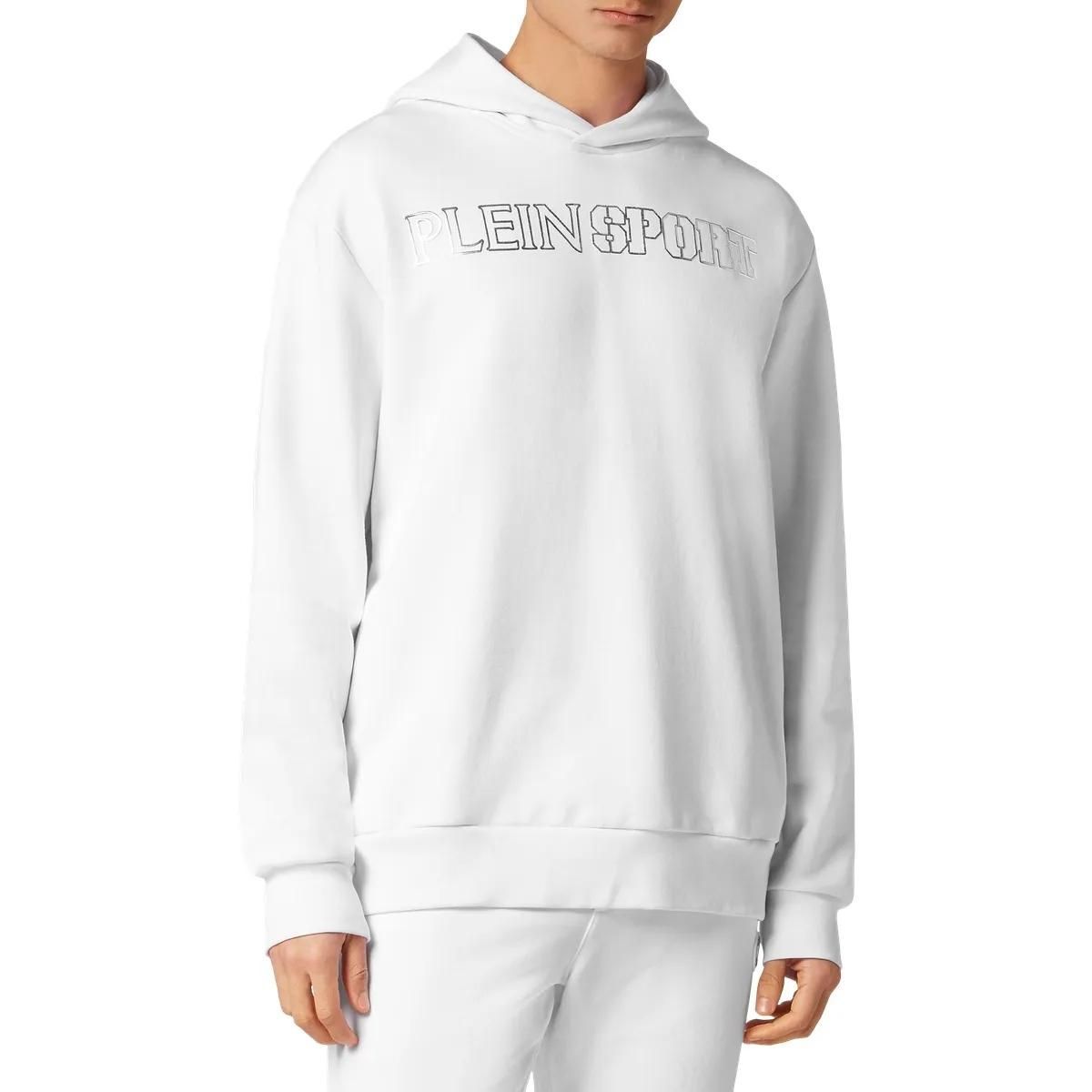 Weißer Fleece-Pullover Hoodie Plein Sport