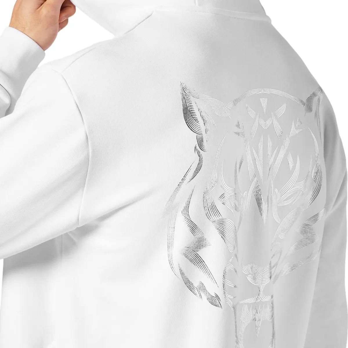 Weißer Fleece-Pullover Hoodie Plein Sport