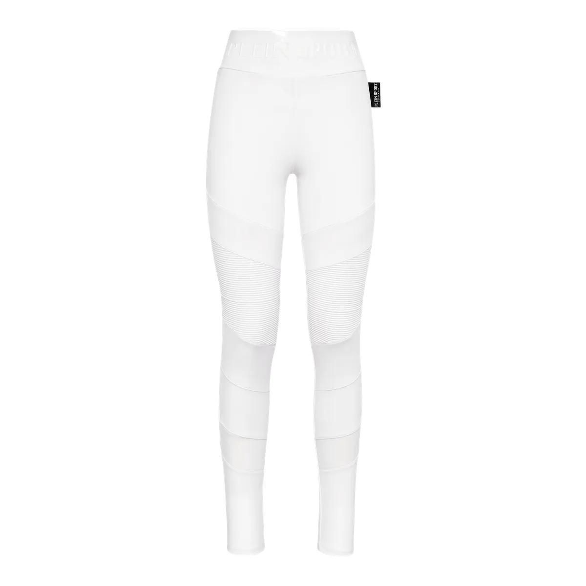 Weiße, hoch taillierte Active Leggings