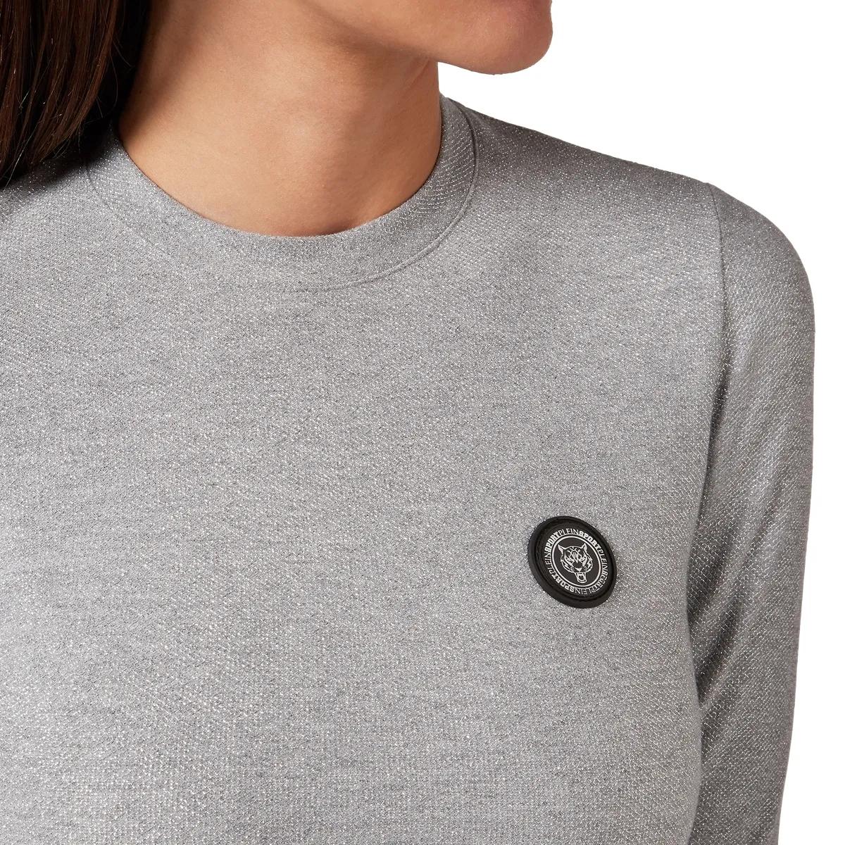 Graues, figurbetontes Langarm-T-Shirt