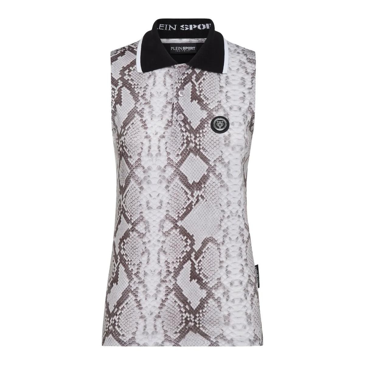 Ärmelloses Poloshirt mit Pythonprint