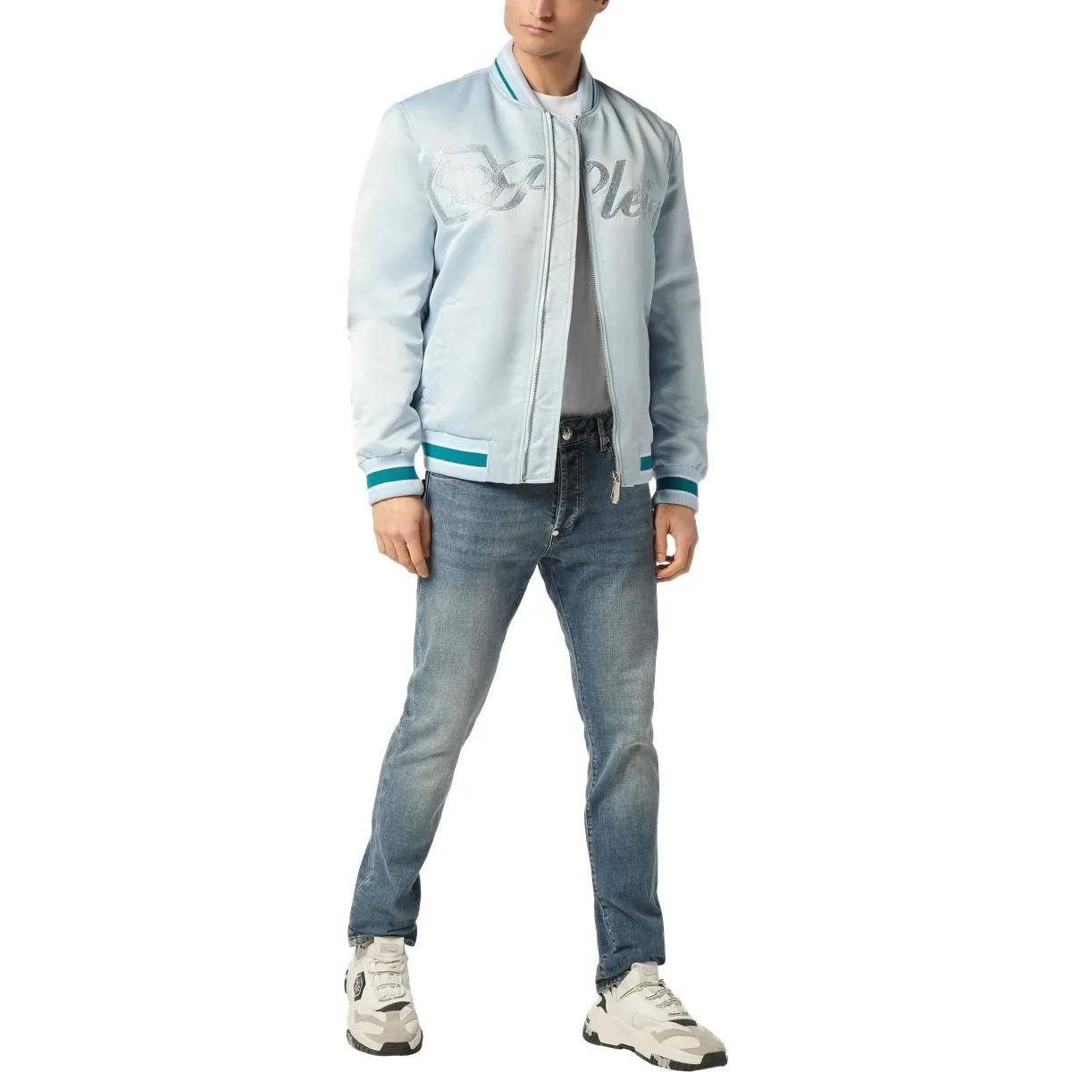 Verzierte Bomberjacke aus Satin