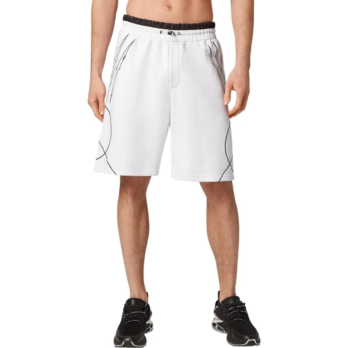 Weiße Fleece-Sportshorts mit Grafikdesign