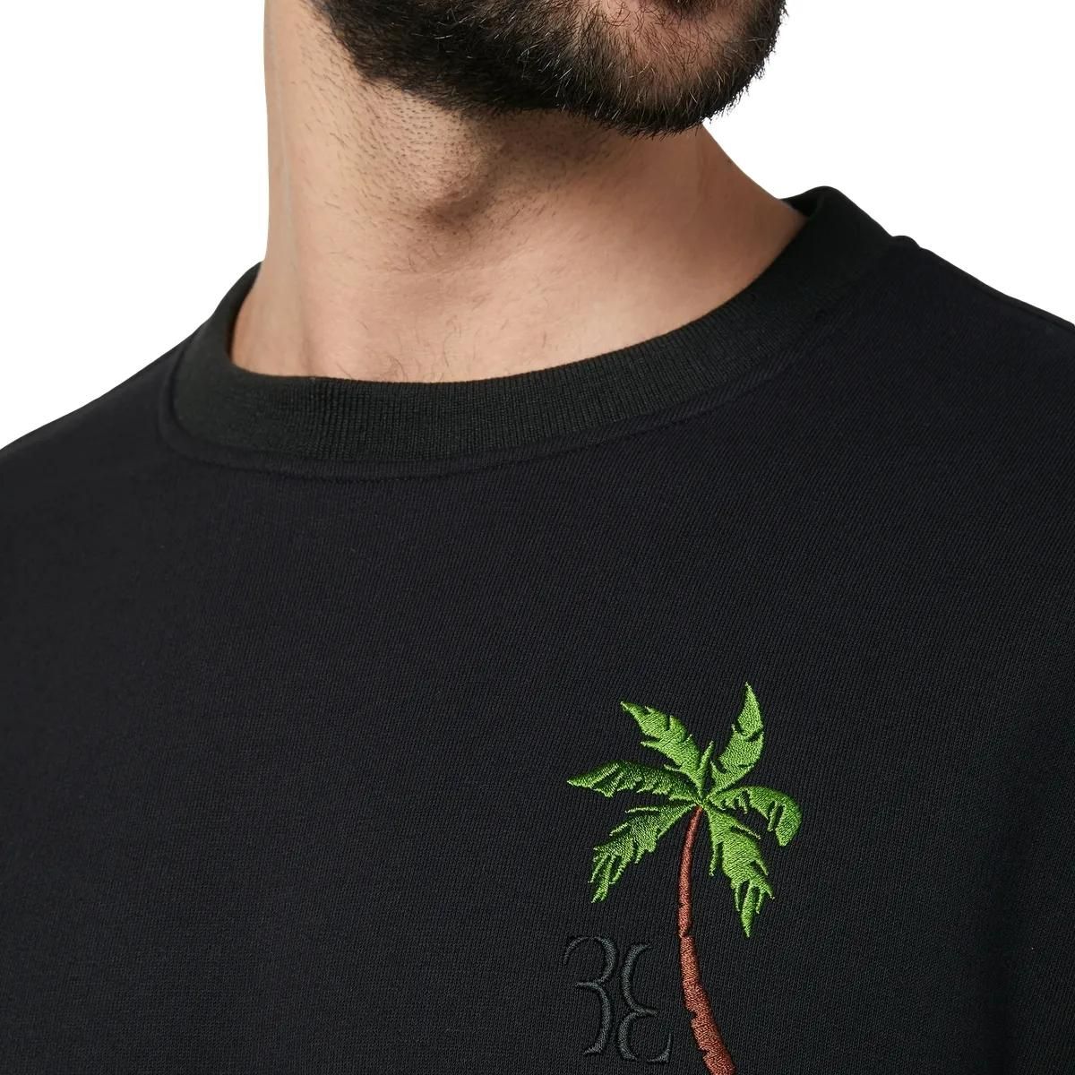 Baumwoll-Sweatshirt mit Palmenstickerei