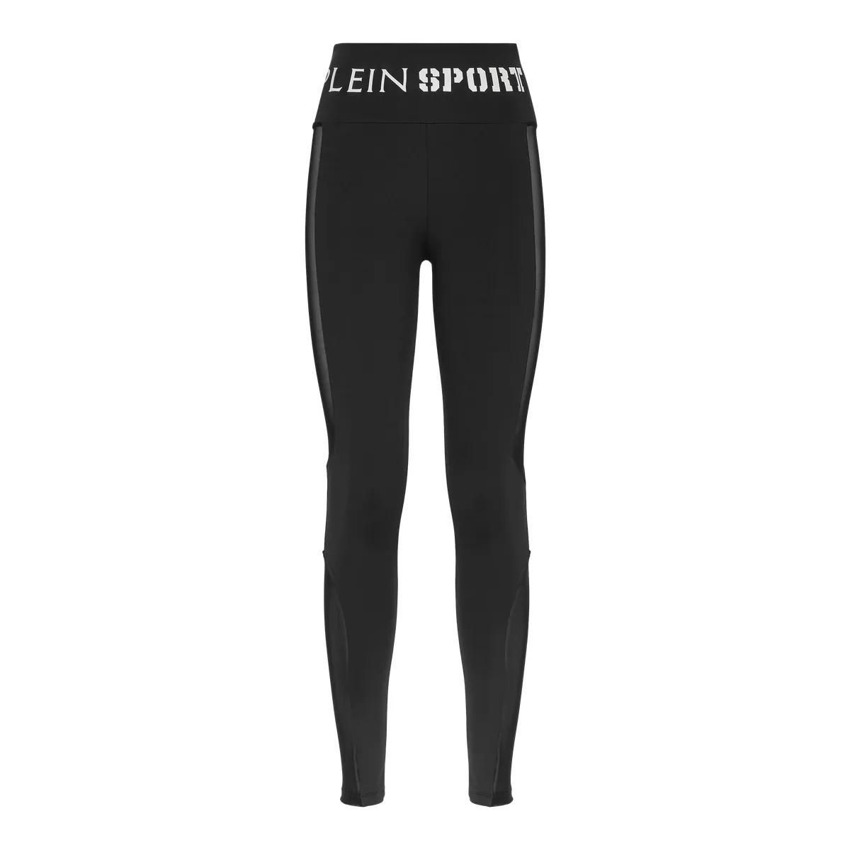 Schwarze Sport Leggings mit Mesh-Einsätzen