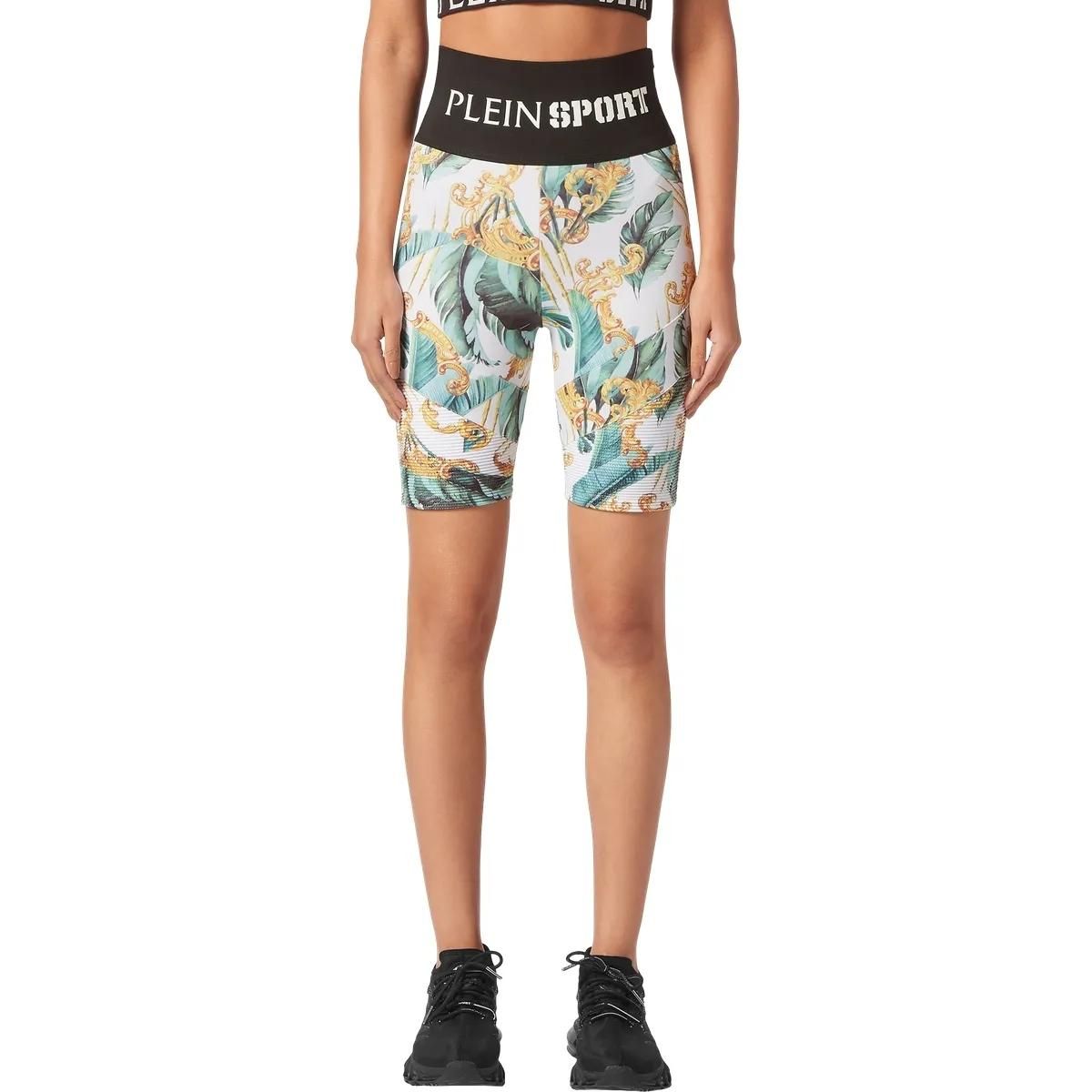 Floral bedruckte, hoch taillierte Sportshorts