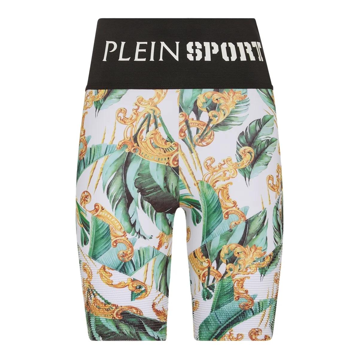 Floral bedruckte, hoch taillierte Sportshorts