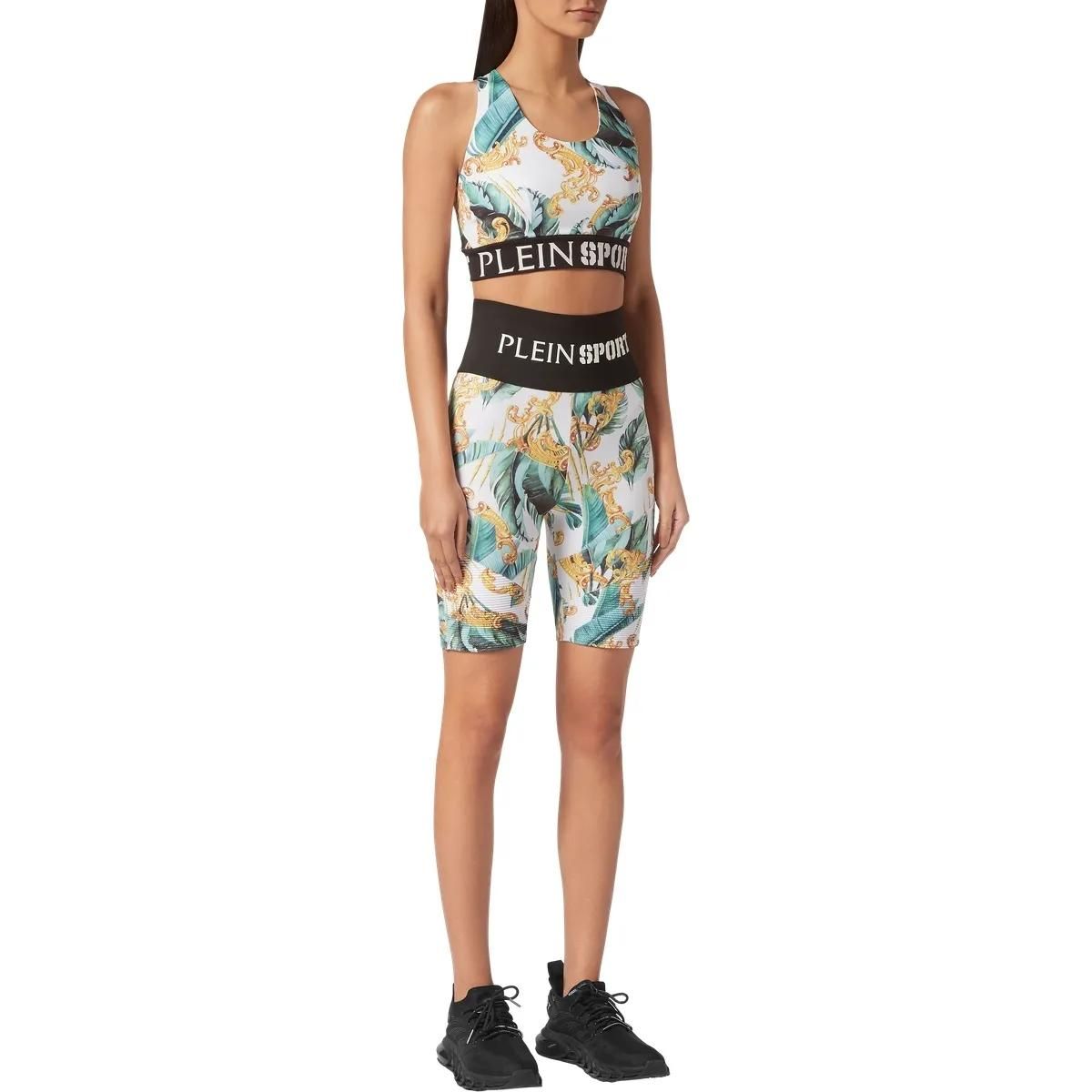 Floral bedruckte, hoch taillierte Sportshorts