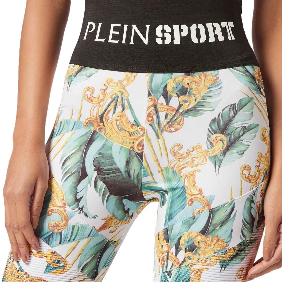 Floral bedruckte, hoch taillierte Sportshorts