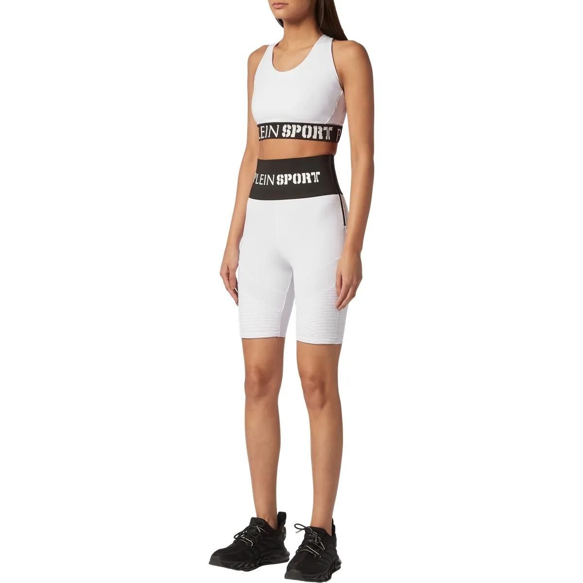 Weiße Plein Sport Trainings-Biker-Shorts